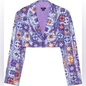 NEW Lavender Sequin Cropped Blazer
